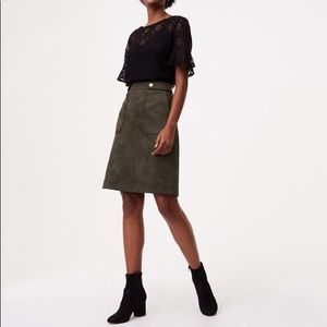 Faux Suede Button Skirt